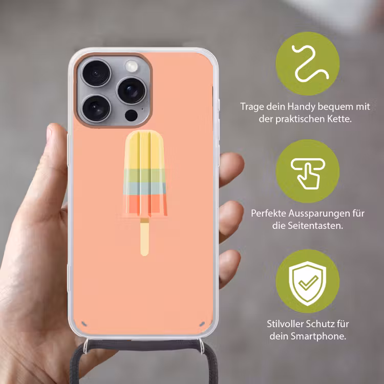 Waterijsje - Pasteltinten - Minimalistisch Hoesje iPhone 16 Pro Max met koord klein -sfeer2_DE