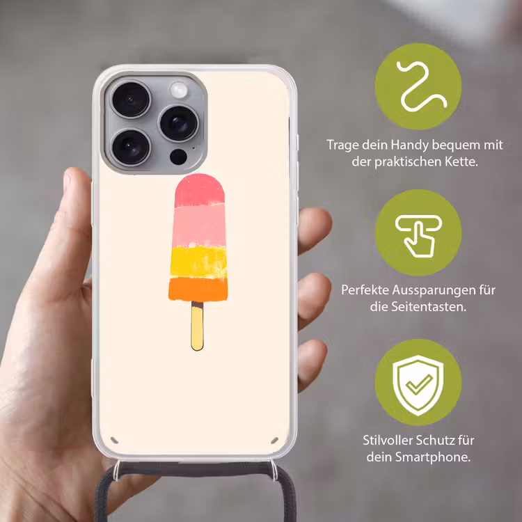 Waterijsje - Retro - Stokje - Roze Hoesje iPhone 16 Pro Max met koord klein -sfeer2_DE