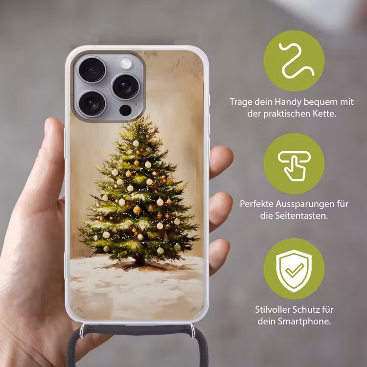 Kerst - Sfeer - Groen Hoesje iPhone 16 Pro Max met koord klein -sfeer2_DE