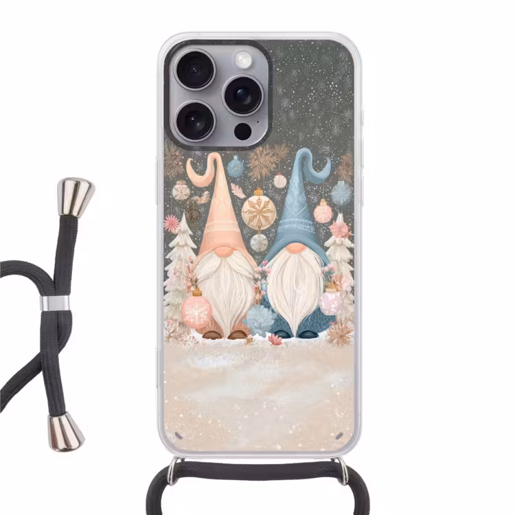Kerst - Gnomen - Pastel Hoesje iPhone 16 Pro Max met koord klein -3d