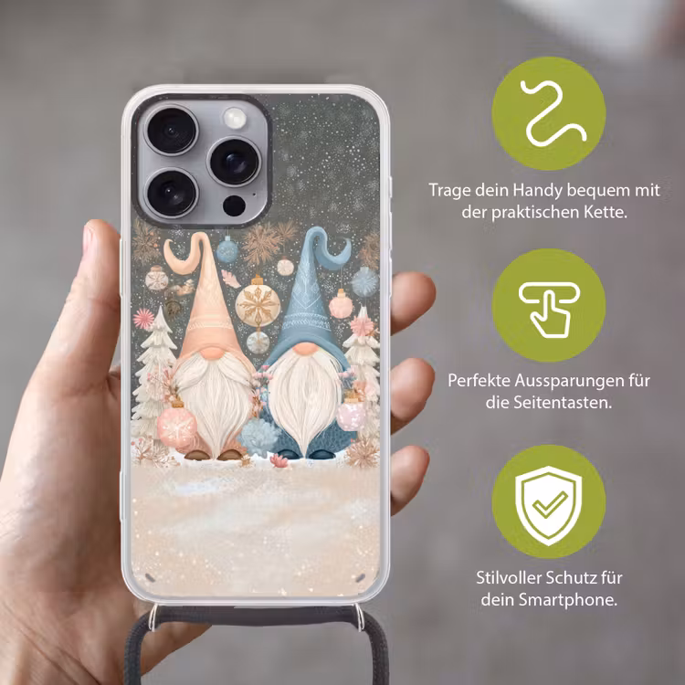 Kerst - Gnomen - Pastel Hoesje iPhone 16 Pro Max met koord klein -sfeer2_DE
