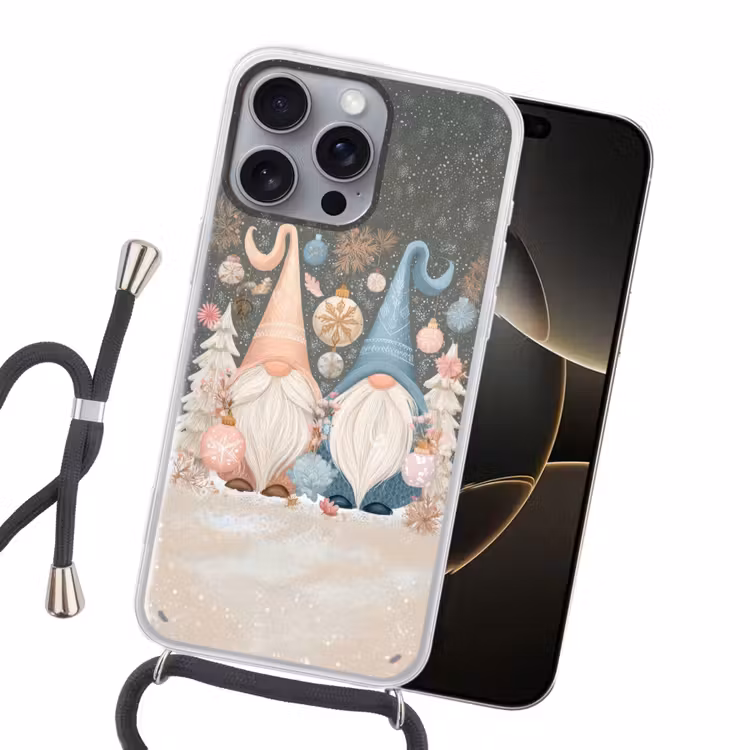 Kerst - Gnomen - Pastel Hoesje iPhone 16 Pro Max met koord klein -sfeer1