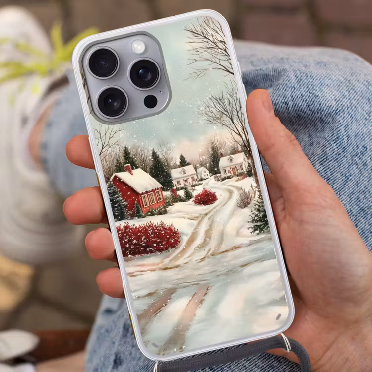 Kerstsfeer - Landelijk - Rood Hoesje iPhone 16 Pro Max met koord klein -sfeer3