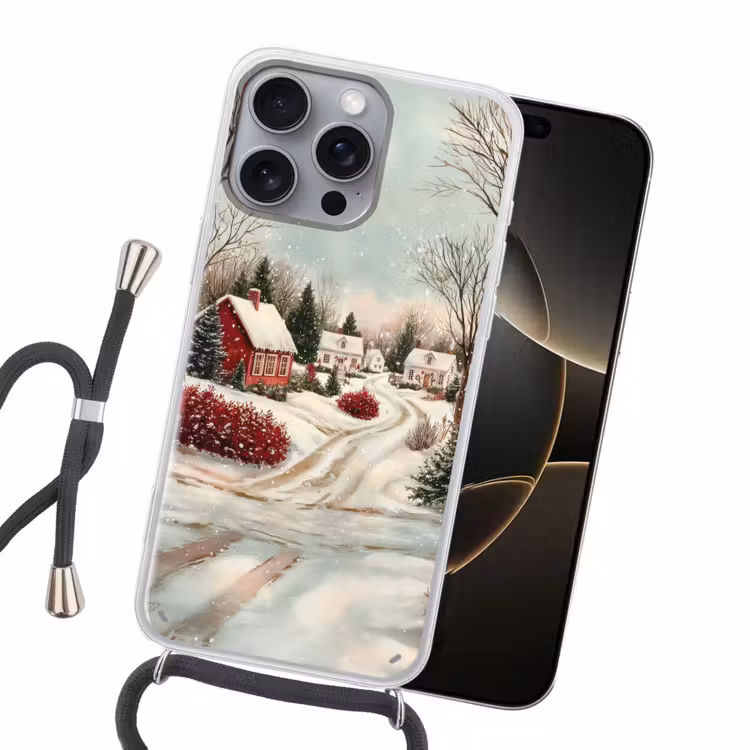 Kerstsfeer - Landelijk - Rood Hoesje iPhone 16 Pro Max met koord klein -sfeer1
