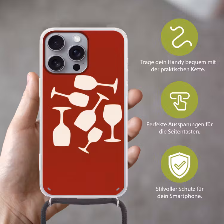 Wijnglazen - Silhouetten - Wit Hoesje iPhone 16 Pro Max met koord klein -sfeer2_DE