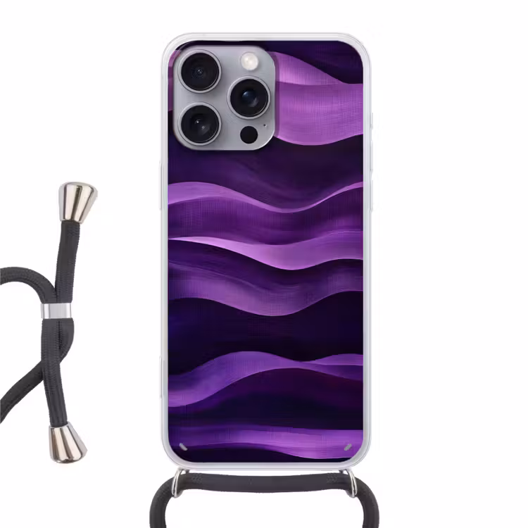 Golven - Abstract - Paars Hoesje iPhone 16 Pro Max met koord klein -3d