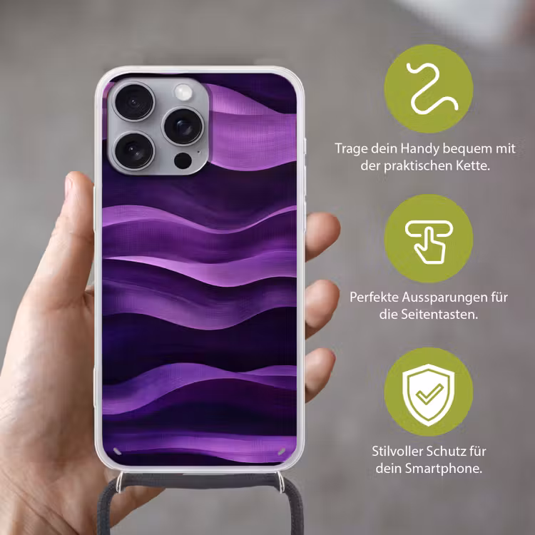 Golven - Abstract - Paars Hoesje iPhone 16 Pro Max met koord klein -sfeer2_DE
