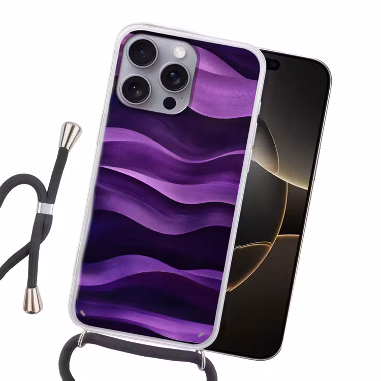 Golven - Abstract - Paars Hoesje iPhone 16 Pro Max met koord klein -sfeer1