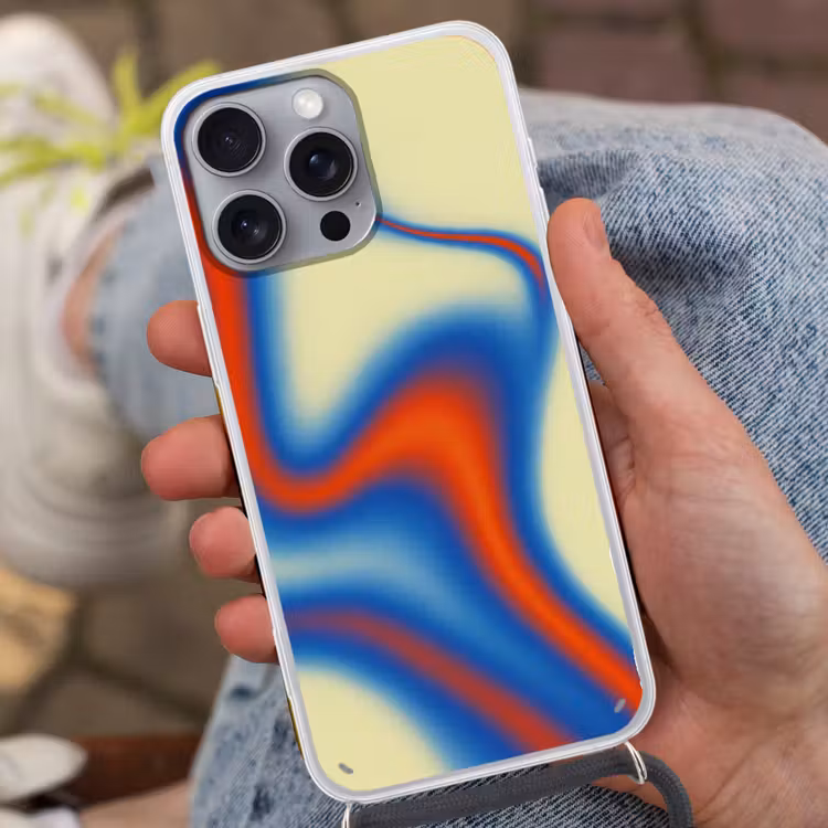 Golven - Kleurrijk - Abstract Hoesje iPhone 16 Pro Max met koord klein -sfeer3