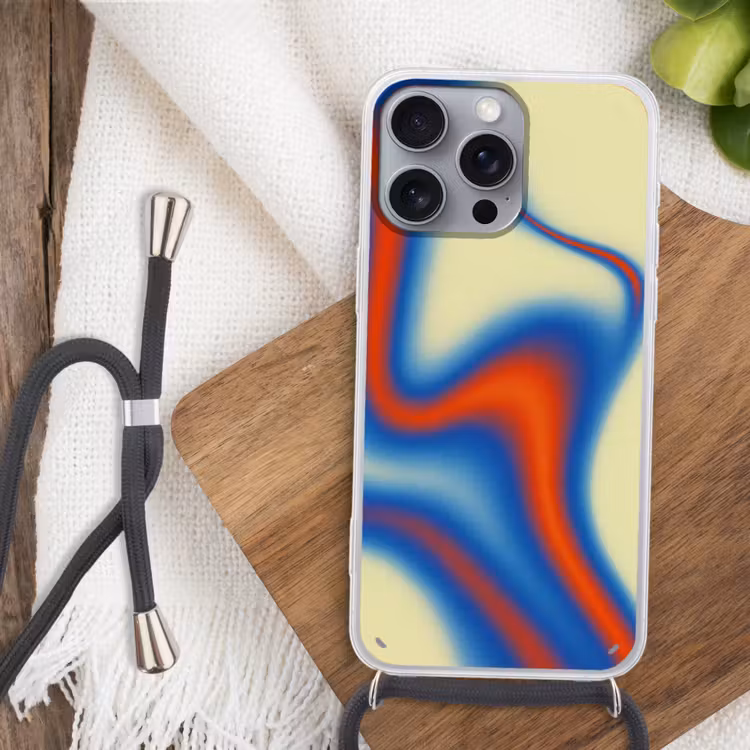 Golven - Kleurrijk - Abstract Hoesje iPhone 16 Pro Max met koord klein -sfeer4