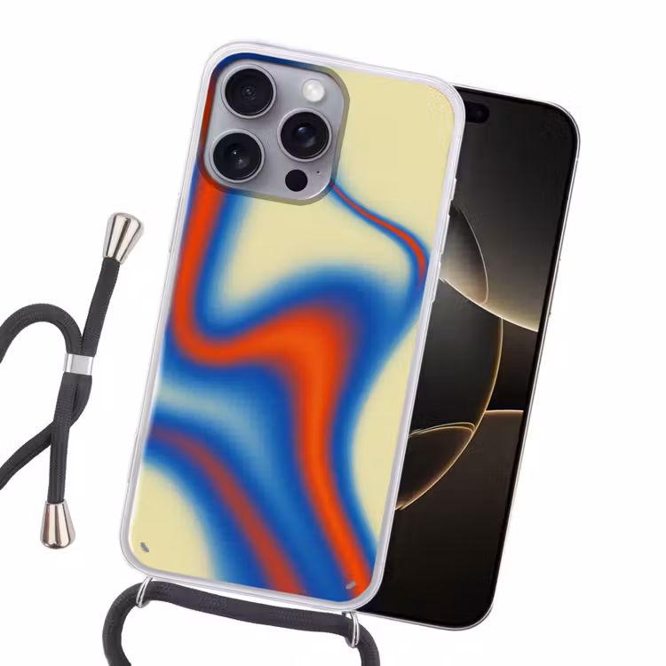 Golven - Kleurrijk - Abstract Hoesje iPhone 16 Pro Max met koord klein -sfeer1