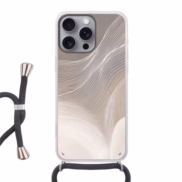 Golvende lijnen - Luchtstromen - Harmonieus Hoesje iPhone 16 Pro Max met koord klein -3d