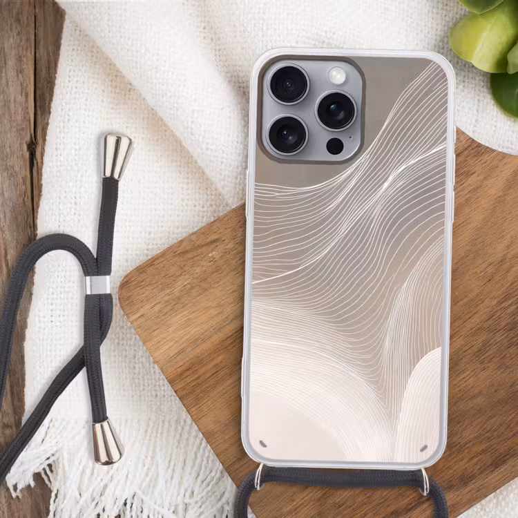 Golvende lijnen - Luchtstromen - Harmonieus Hoesje iPhone 16 Pro Max met koord klein -sfeer4