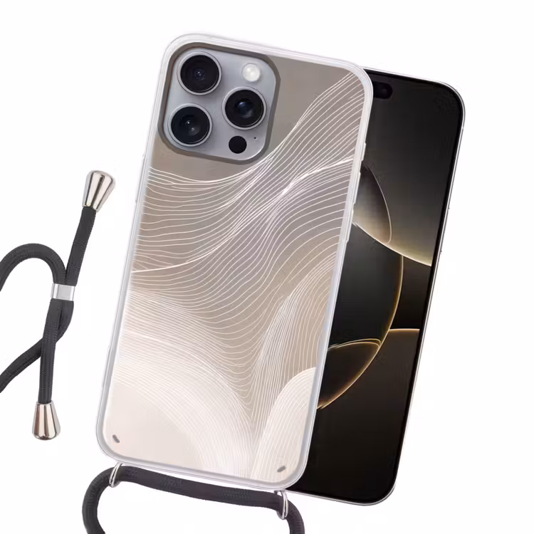 Golvende lijnen - Luchtstromen - Harmonieus Hoesje iPhone 16 Pro Max met koord klein -sfeer1