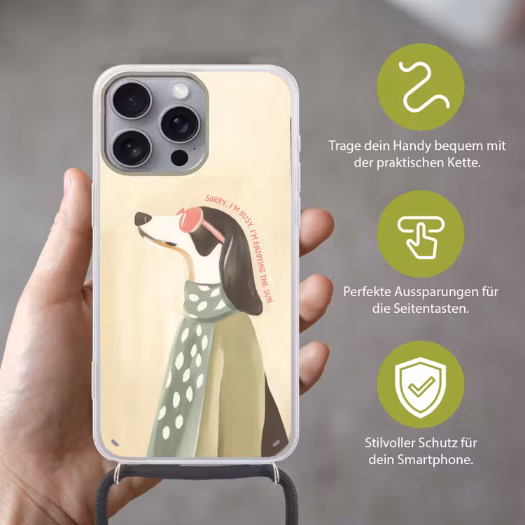 Quote - Hond - Zonnebril Hoesje iPhone 16 Pro Max met koord klein -sfeer2_DE