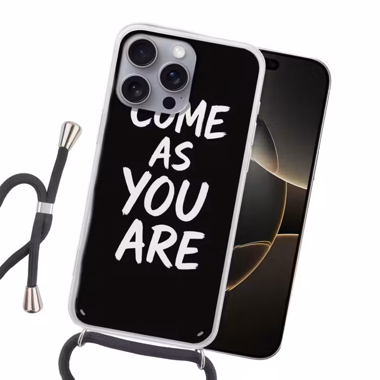 Quote - Zwart - Simpel Hoesje iPhone 16 Pro Max met koord klein -sfeer1