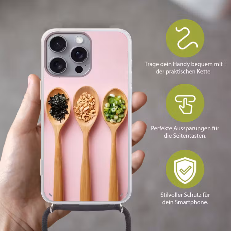 Ingrediënten - Lepels - Hout - Roze Hoesje iPhone 16 Pro Max met koord klein -sfeer2_DE