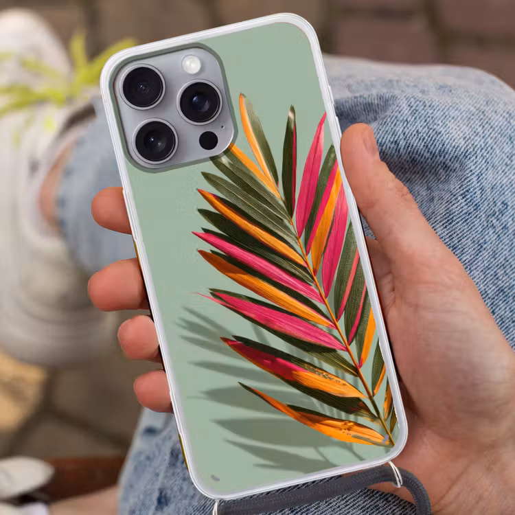 Tak - Bladeren - Kleurrijk - Schaduw Hoesje iPhone 16 Pro Max met koord klein -sfeer3
