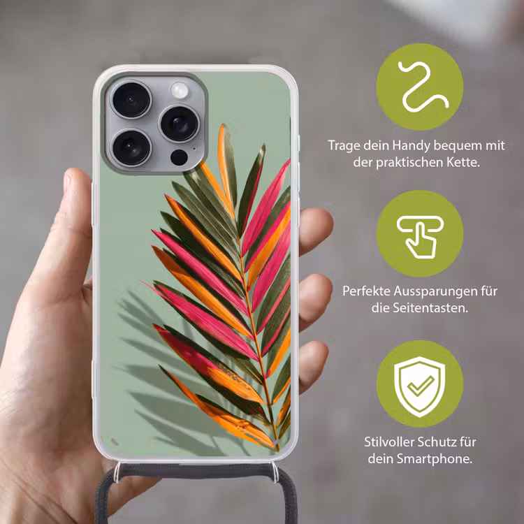 Tak - Bladeren - Kleurrijk - Schaduw Hoesje iPhone 16 Pro Max met koord klein -sfeer2_DE