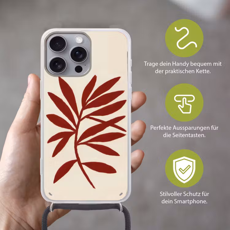 Tak - Bladeren - Rood Hoesje iPhone 16 Pro Max met koord klein -sfeer2_DE