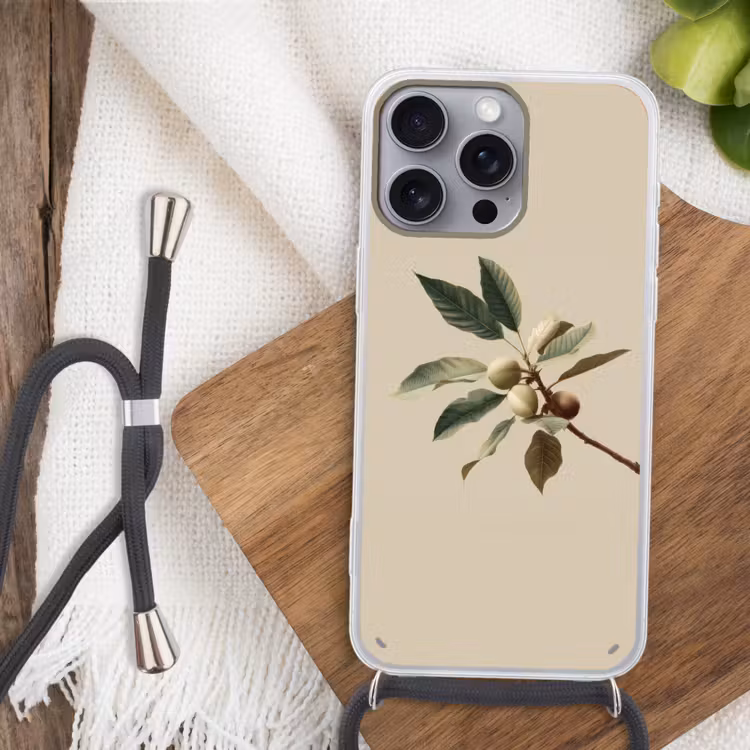 Tak - Groene Bladeren - Vruchten Hoesje iPhone 16 Pro Max met koord klein -sfeer4