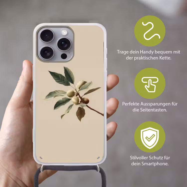 Tak - Groene Bladeren - Vruchten Hoesje iPhone 16 Pro Max met koord klein -sfeer2_DE