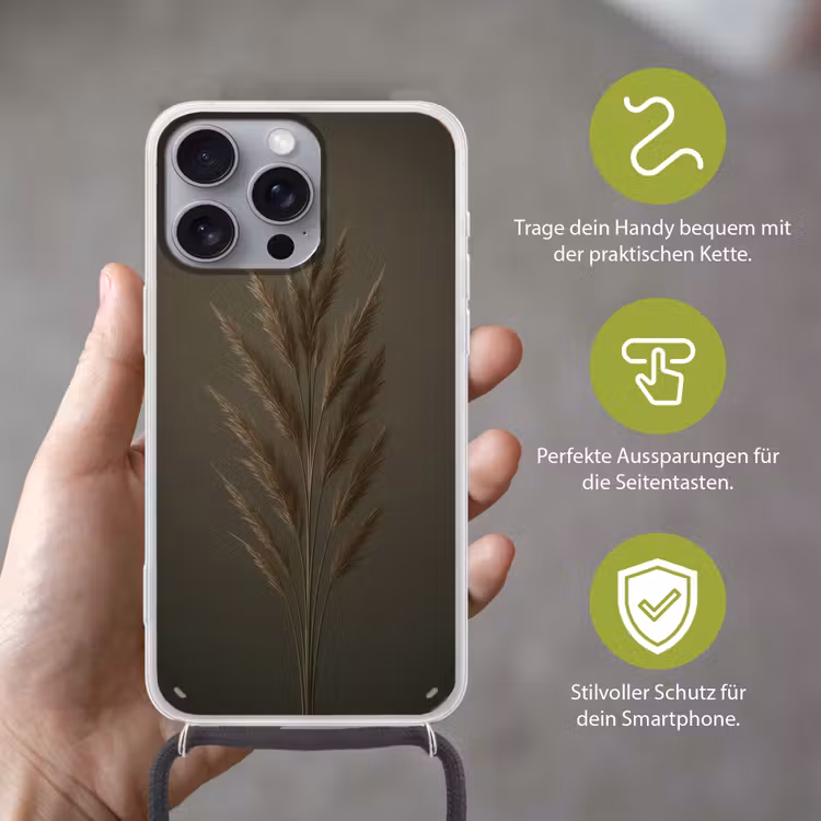 Tak - Pluimgras - Donkerbruin Hoesje iPhone 16 Pro Max met koord klein -sfeer2_DE