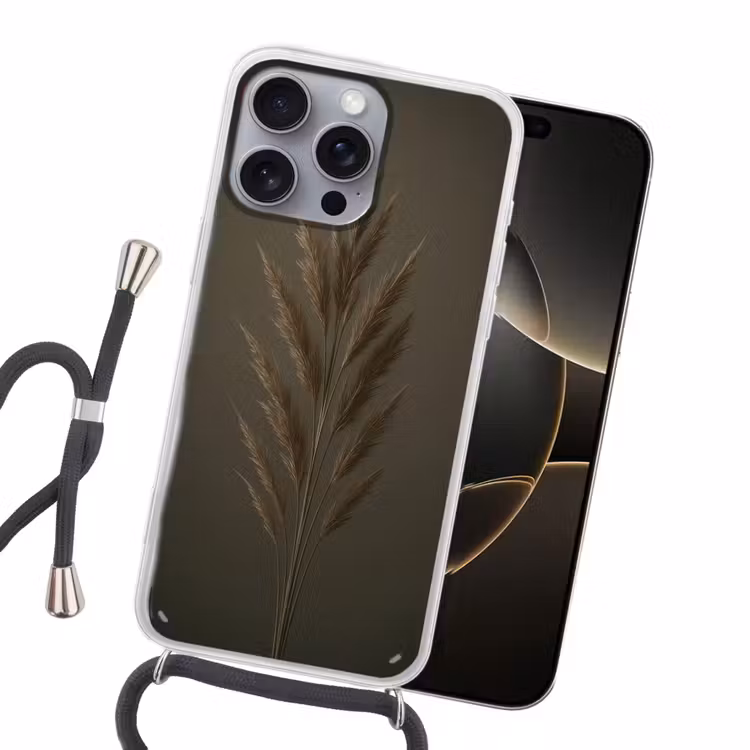 Tak - Pluimgras - Donkerbruin Hoesje iPhone 16 Pro Max met koord klein -sfeer1