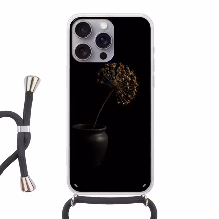Bol - Gedroogd - Vaas - Zwart Hoesje iPhone 16 Pro Max met koord klein -3d
