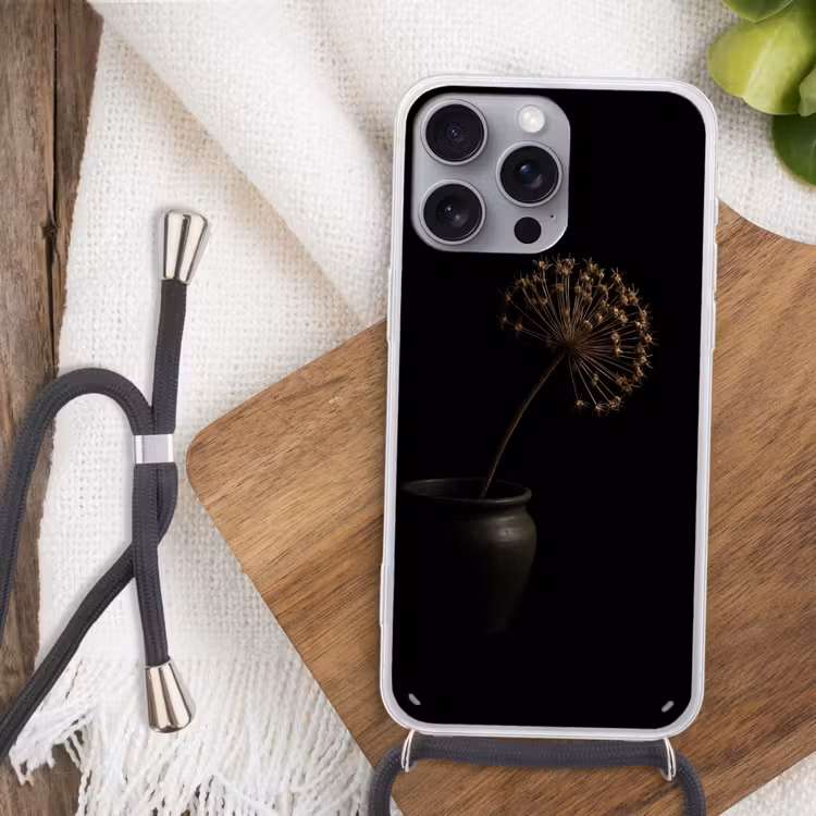 Bol - Gedroogd - Vaas - Zwart Hoesje iPhone 16 Pro Max met koord klein -sfeer4