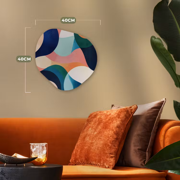 Abstract - Blauw - Roze Wandcirkel Organisch Forex 3mm klein -sfeer3