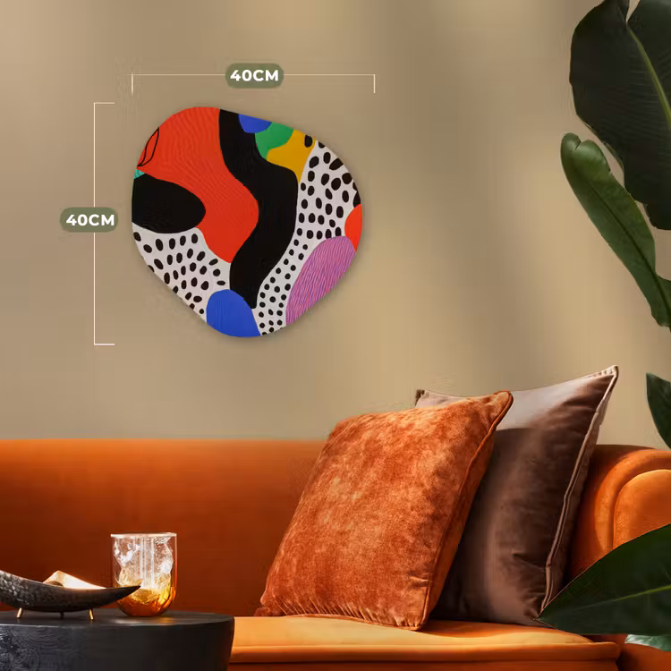 Abstract - Vormen - Kleuren - Stippen Wandcirkel Organisch Forex 3mm klein -sfeer3