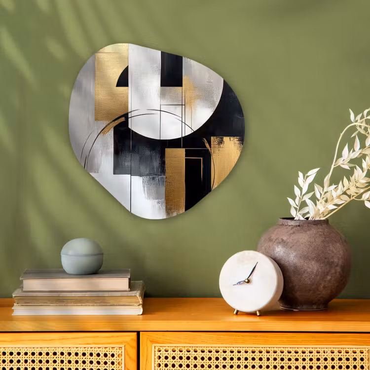 Abstract - Goud - Zilver - Vormen - Aesthetic Wandcirkel Organisch Forex 3mm klein -sfeer2