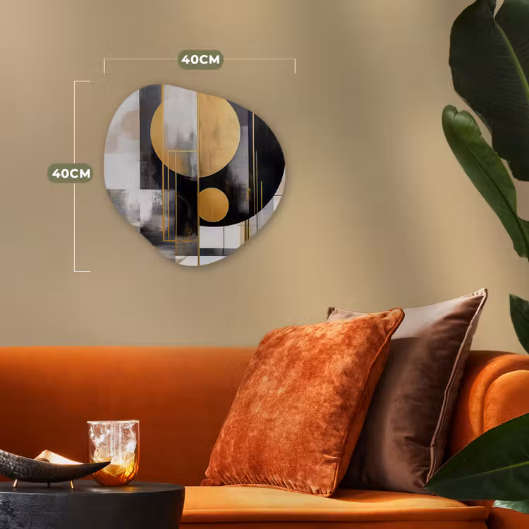 Abstract - Goud - Zilver - Vormen - Aesthetic - Modern Wandcirkel Organisch Forex 3mm klein -sfeer3