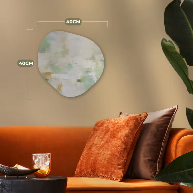 Abstract - Kunst - Wit - Groen - Modern Wandcirkel Organisch Forex 3mm klein -sfeer3