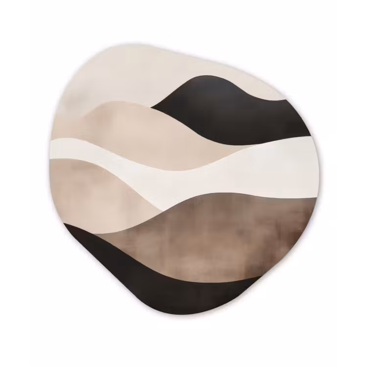 Abstract - Landschap - Golven - Crèmekleur Wandcirkel Organisch Forex 3mm klein -3d