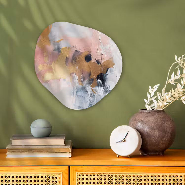 Abstract - Pastel kleuren - Goud - Modern - Aesthetic Wandcirkel Organisch Forex 3mm klein -sfeer2