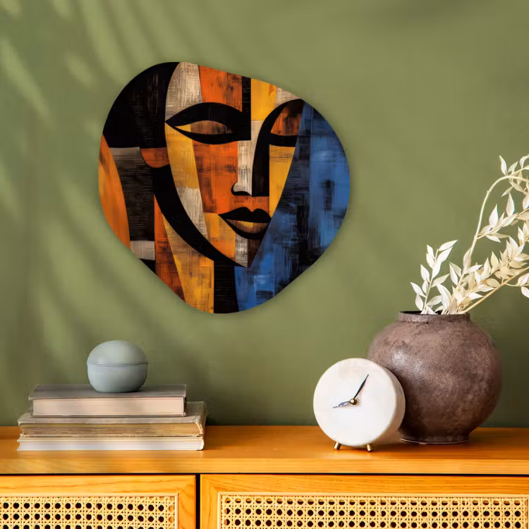 Abstract - Portret - Kleurvakken Wandcirkel Organisch Forex 3mm klein -sfeer2