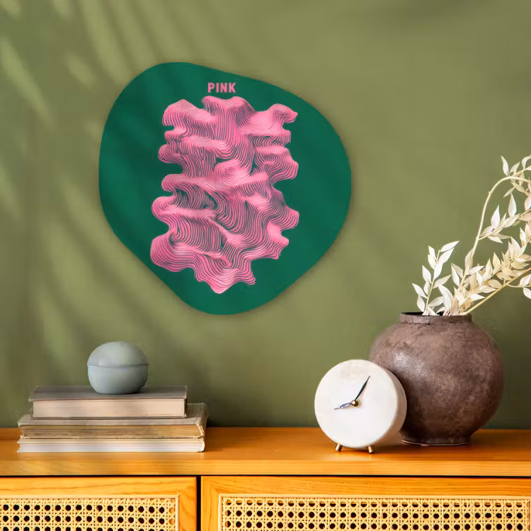 Abstract - Pink - Lijnen - Groen Wandcirkel Organisch Forex 3mm klein -sfeer2