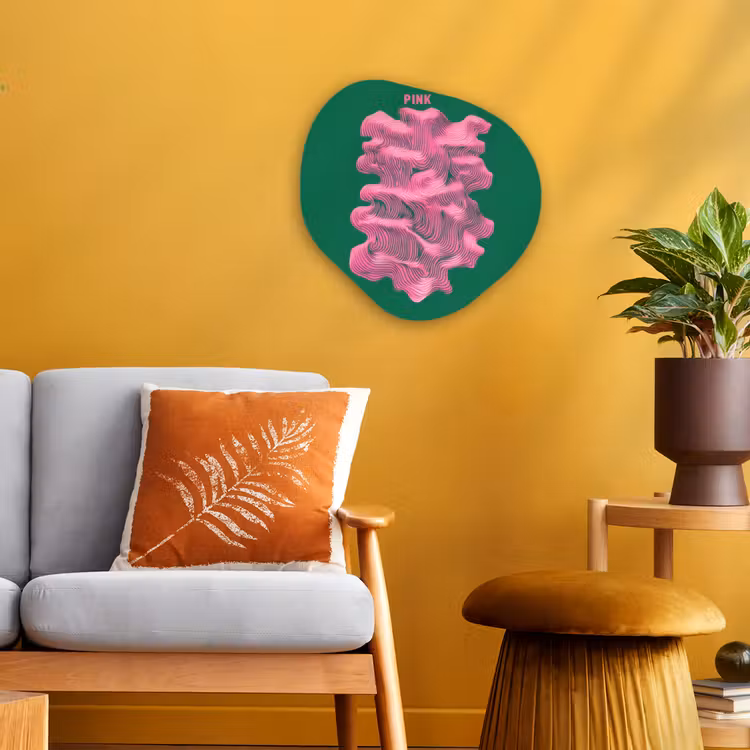 Abstract - Pink - Lijnen - Groen Wandcirkel Organisch Forex 3mm klein -sfeer4