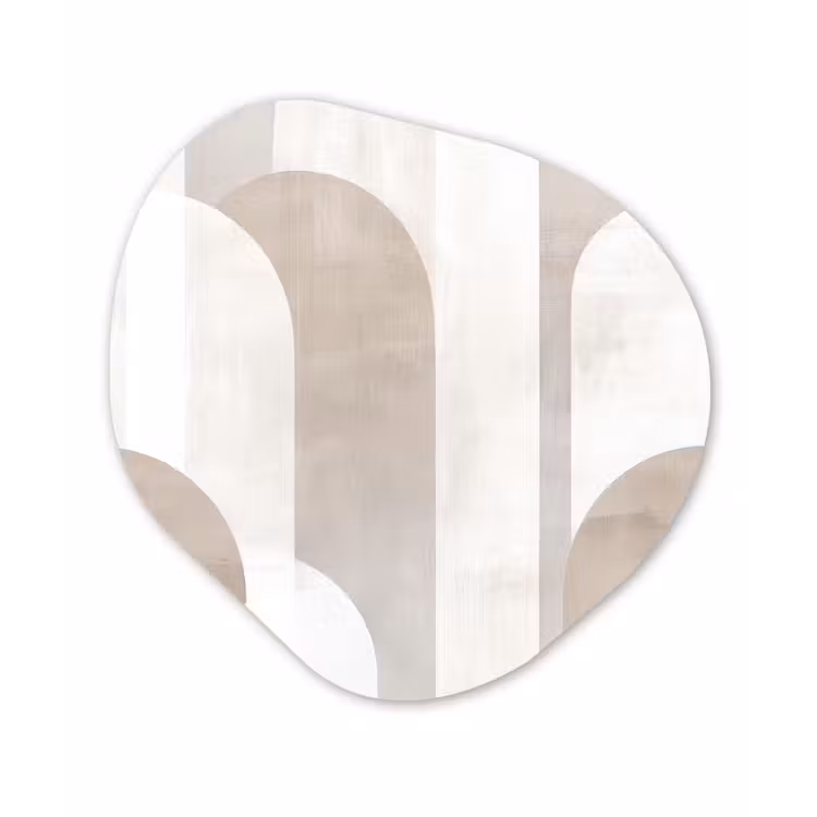 Abstracte bogen - Modern - Beige Wandcirkel Organisch Forex 3mm klein -3d