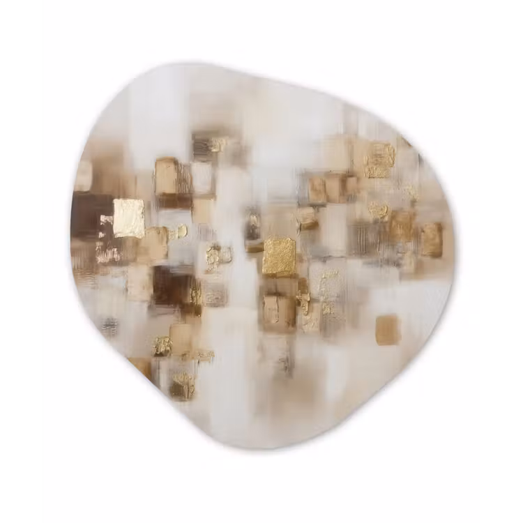 Abstracte vierkanten - Aardetonen - Mistig Wandcirkel Organisch Forex 3mm klein -3d