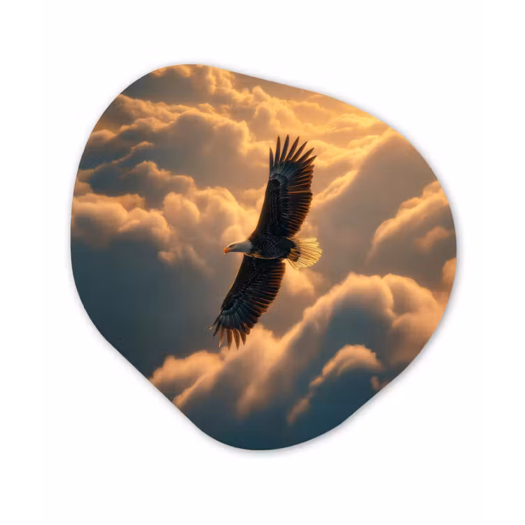 Adelaar - Wolken - Zon Wandcirkel Organisch Forex 3mm klein -3d