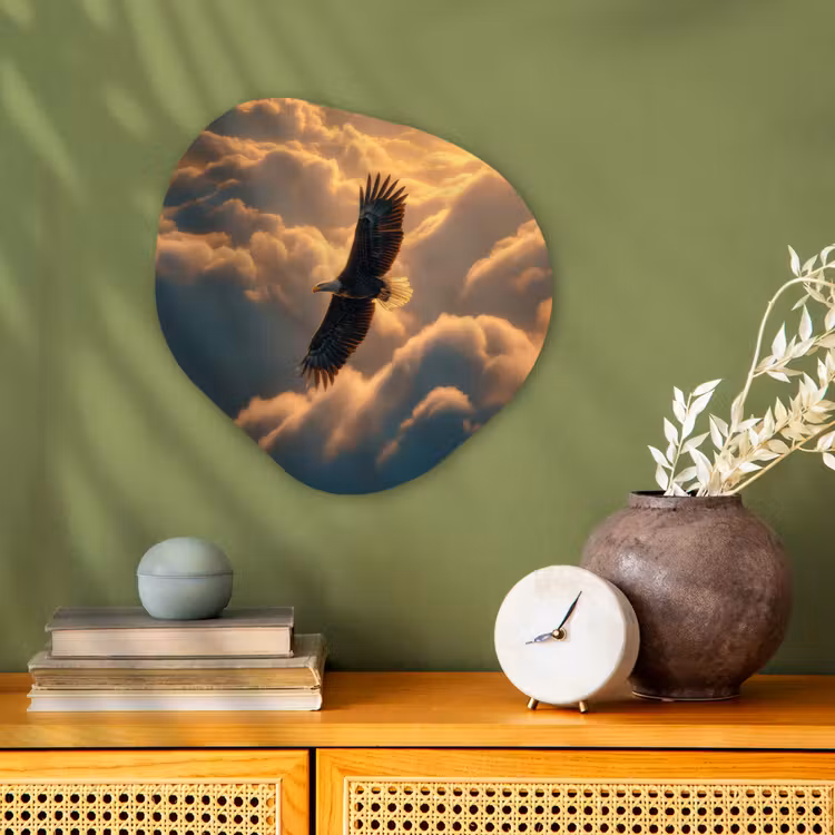 Adelaar - Wolken - Zon Wandcirkel Organisch Forex 3mm klein -sfeer2