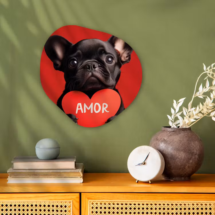 Amor - Hond - Hartje - Rood Wandcirkel Organisch Forex 3mm klein -sfeer2