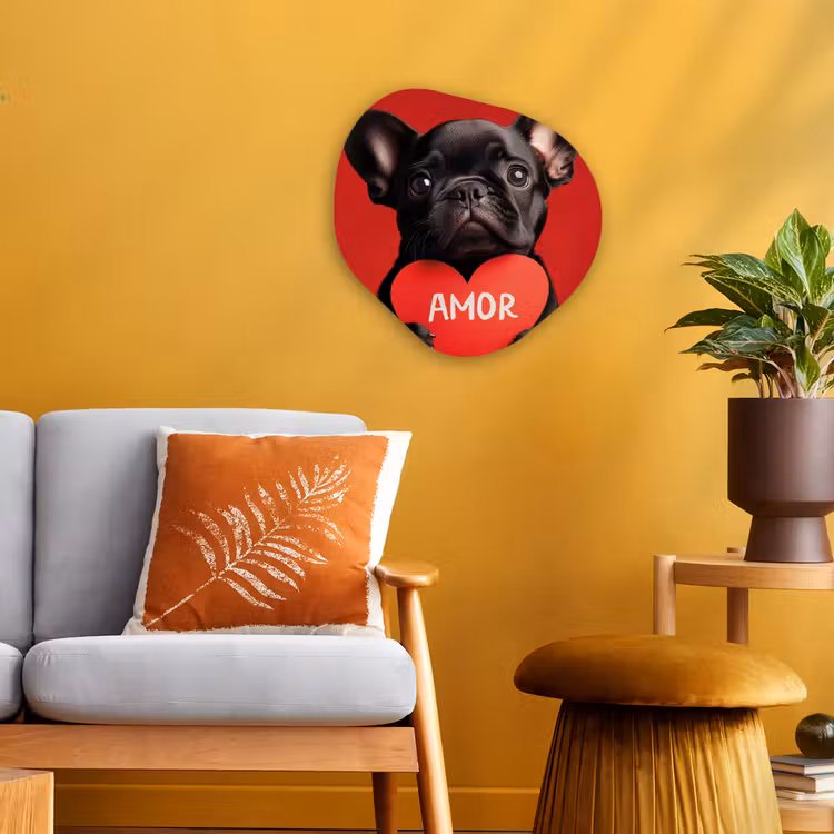 Amor - Hond - Hartje - Rood Wandcirkel Organisch Forex 3mm klein -sfeer4
