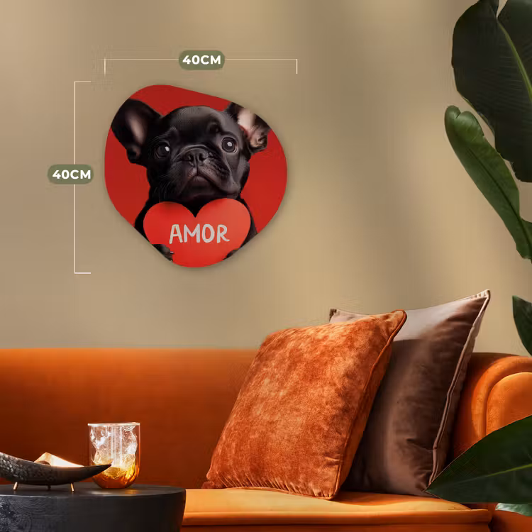 Amor - Hond - Hartje - Rood Wandcirkel Organisch Forex 3mm klein -sfeer3