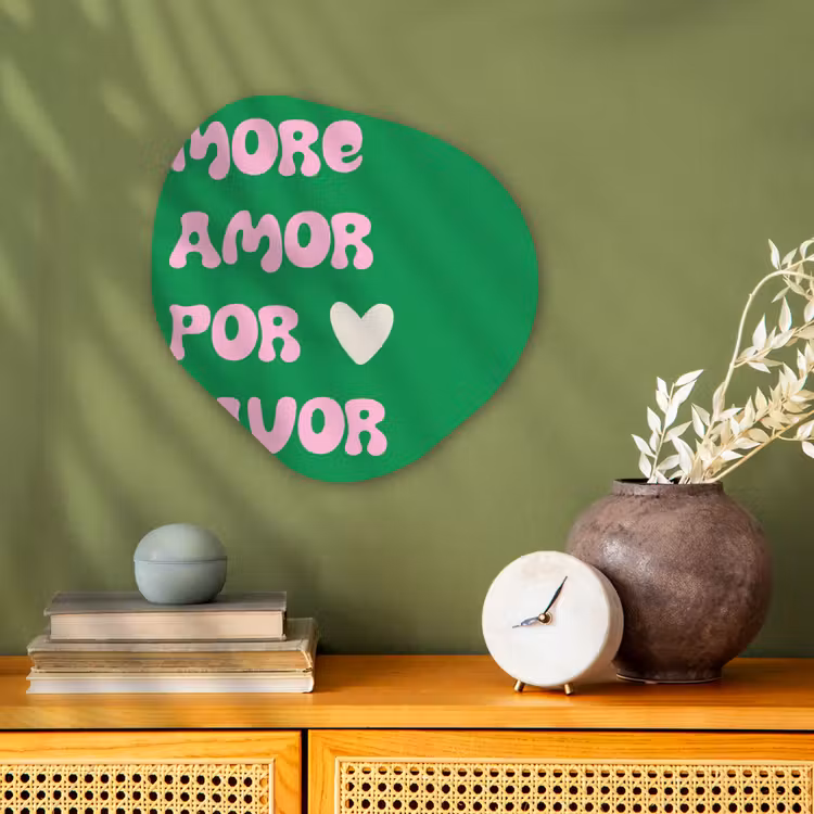 Amor - Valentijn - Groen - Tekst Wandcirkel Organisch Forex 3mm klein -sfeer2