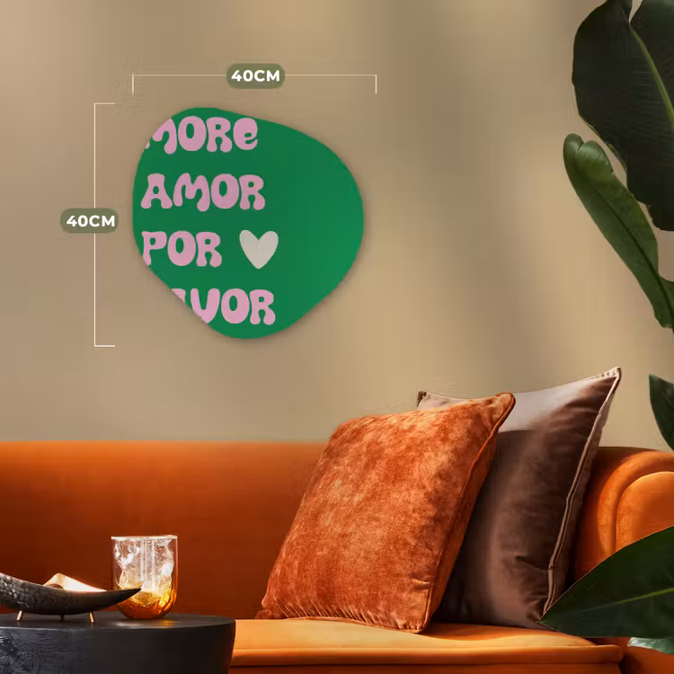 Amor - Valentijn - Groen - Tekst Wandcirkel Organisch Forex 3mm klein -sfeer3