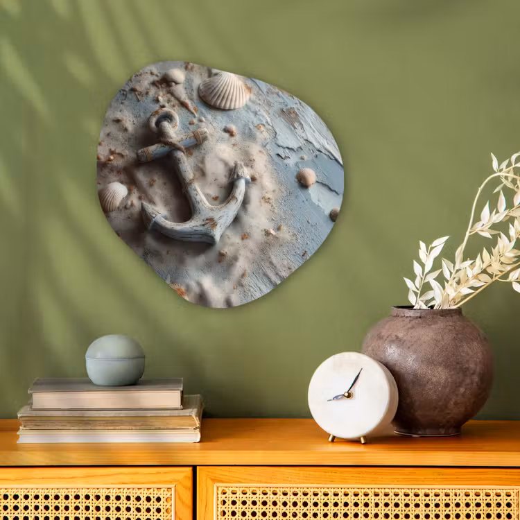 Anker - Hout - Schelpen - Zand Wandcirkel Organisch Forex 3mm klein -sfeer2